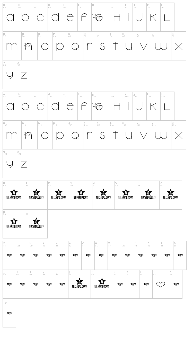 New Garden font map